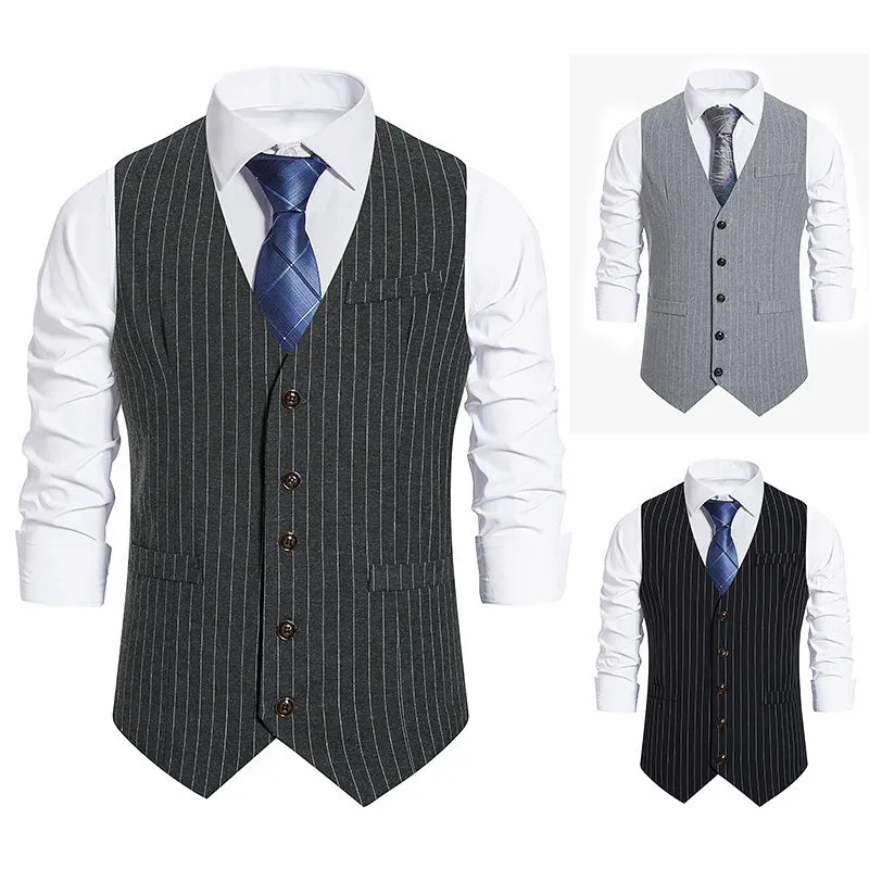 Livingstone - Dark Academia Business Suit Vest Blazer V-Neck Slim Fit