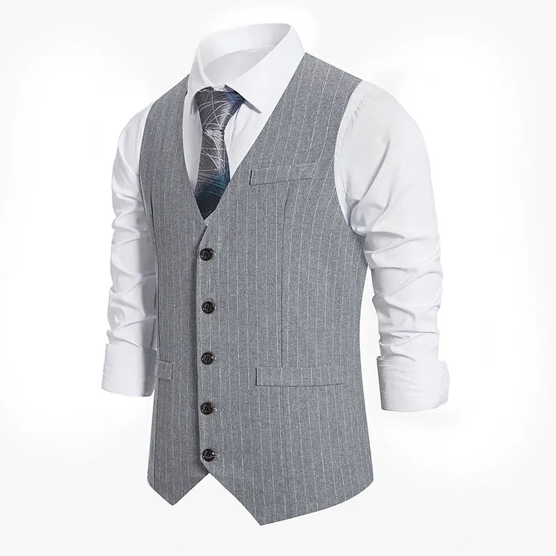 Livingstone - Dark Academia Business Suit Vest Blazer V-Neck Slim Fit