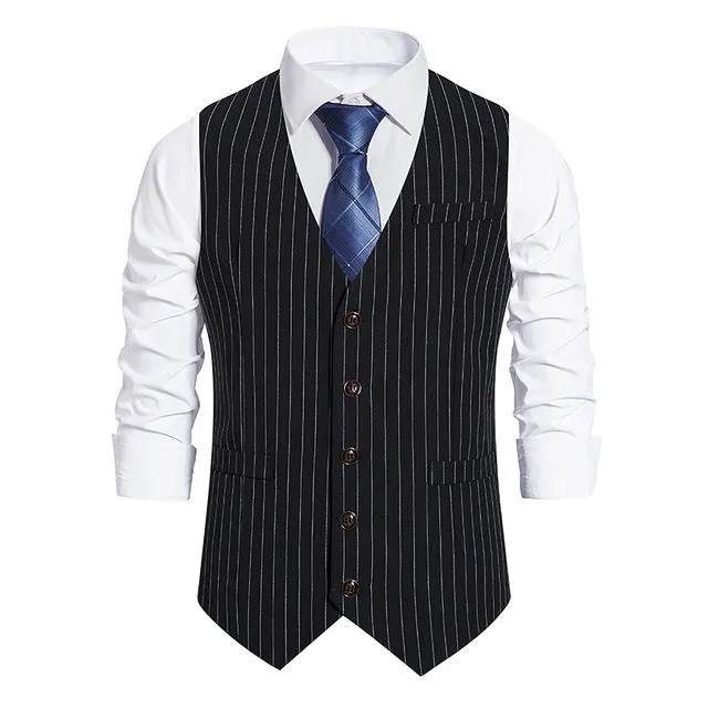 Livingstone - Dark Academia Business Suit Vest Blazer V-Neck Slim Fit