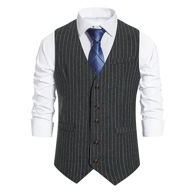 Livingstone - Dark Academia Business Suit Vest Blazer V-Neck Slim Fit