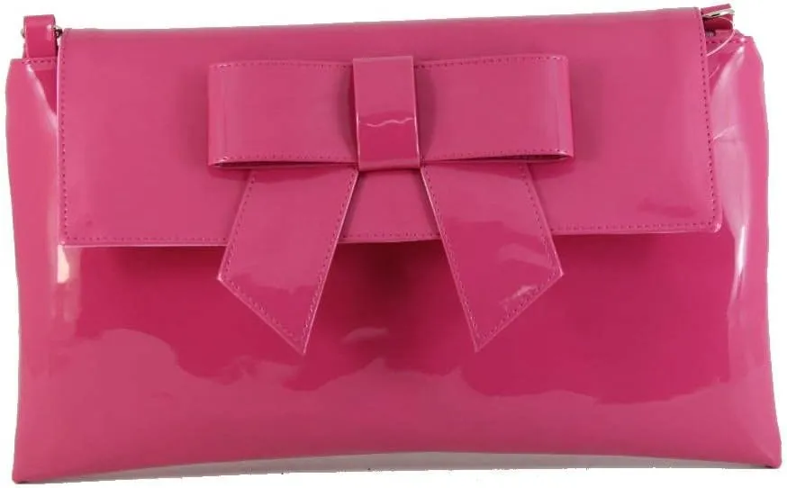 LONI Womens Clutch Bag Shoulder Bag Wristlet in Patent Faux Leather