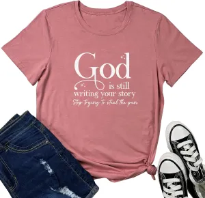 LOOKFACE Womens God is Still T Shirt Comfy Tops Graphic Tees