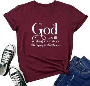 LOOKFACE Womens God is Still T Shirt Comfy Tops Graphic Tees