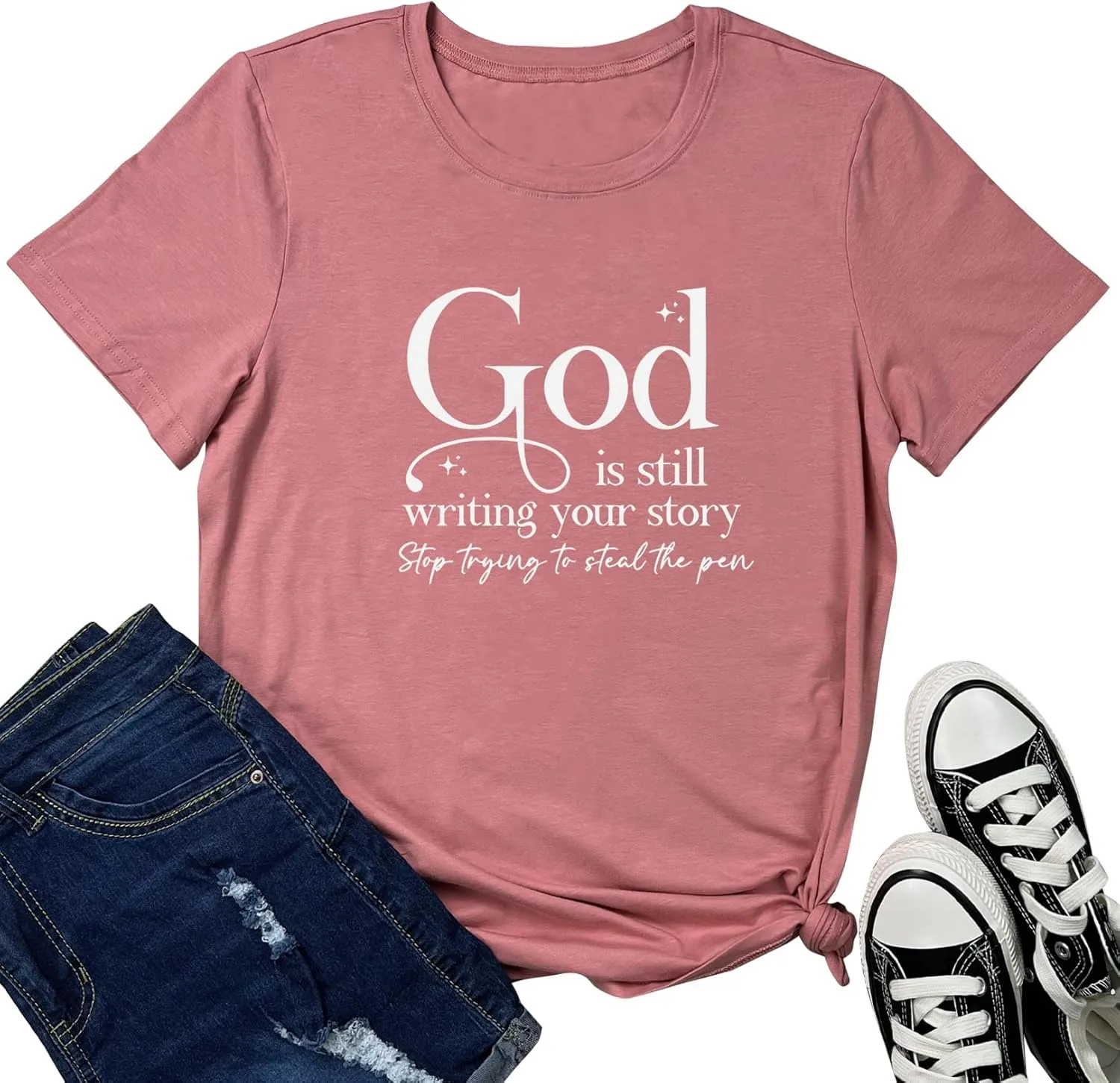 LOOKFACE Womens God is Still T Shirt Comfy Tops Graphic Tees