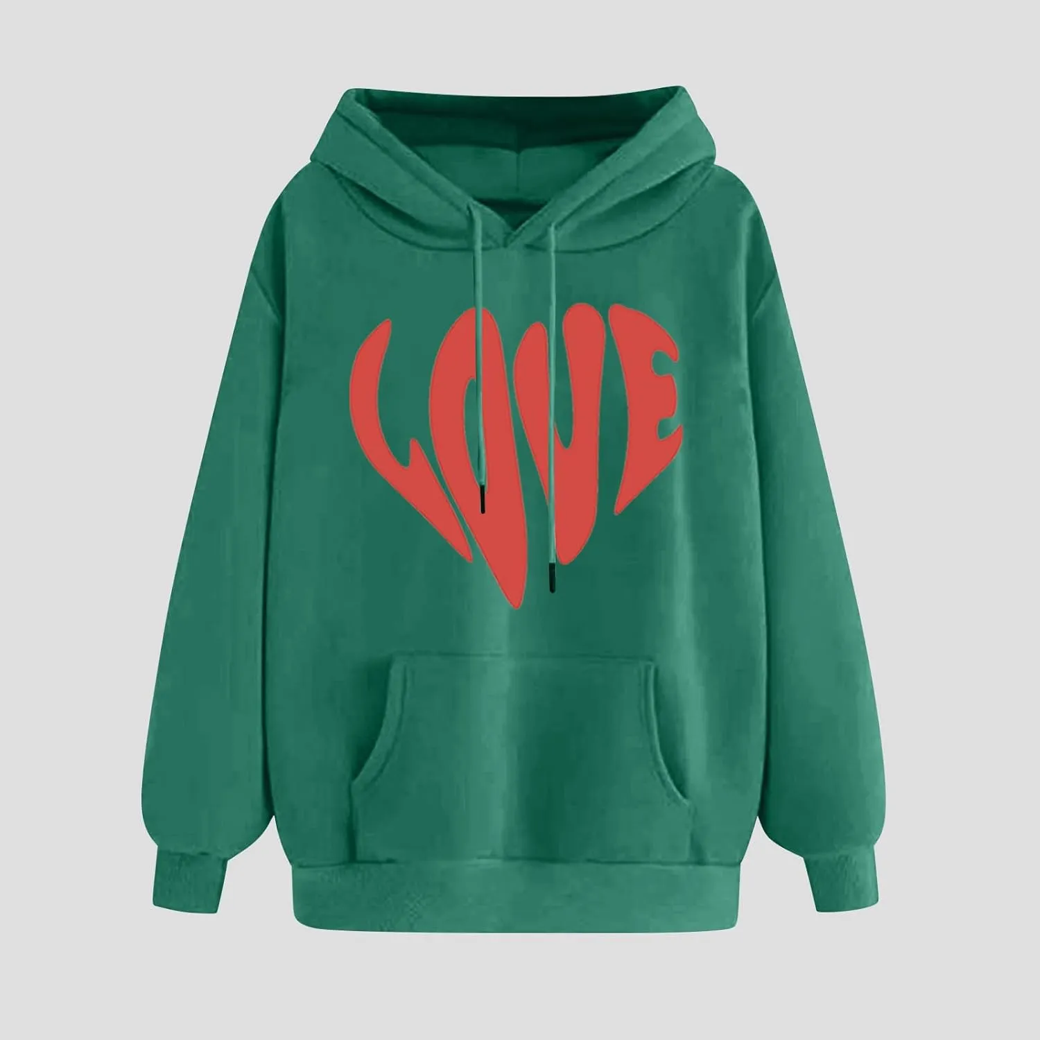 LOVE Cute Hoodies for Women 2024 Fashion Fall Winter Going Out Hooded Sweatshirts Casual Oversized Cozy Pullover Tops