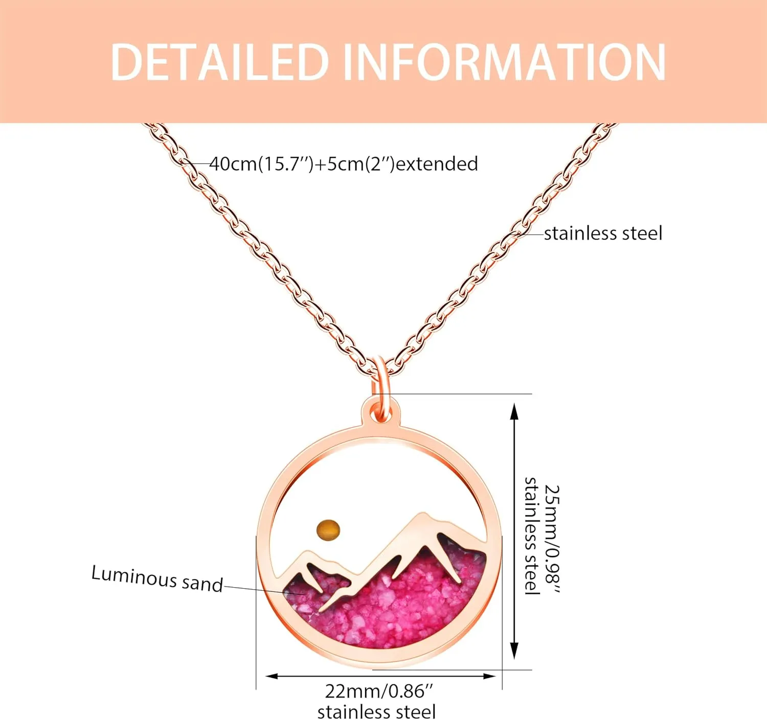 Luminous Glow Mountain and Mustard Seed Pendant Necklace | Hyposensitization Inspirational Christian Glow Jewelry for Women Hope Faith Moves Mountains YA5070