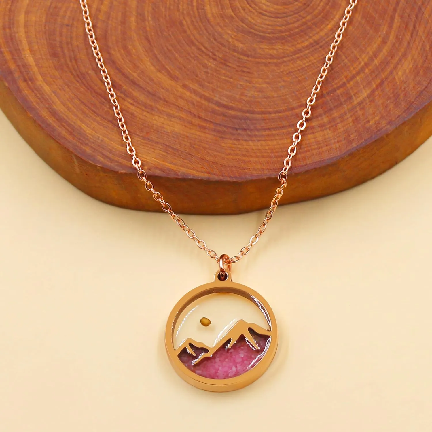 Luminous Glow Mountain and Mustard Seed Pendant Necklace | Hyposensitization Inspirational Christian Glow Jewelry for Women Hope Faith Moves Mountains YA5070