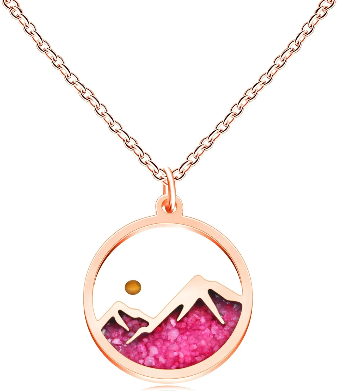Luminous Glow Mountain and Mustard Seed Pendant Necklace | Hyposensitization Inspirational Christian Glow Jewelry for Women Hope Faith Moves Mountains YA5070