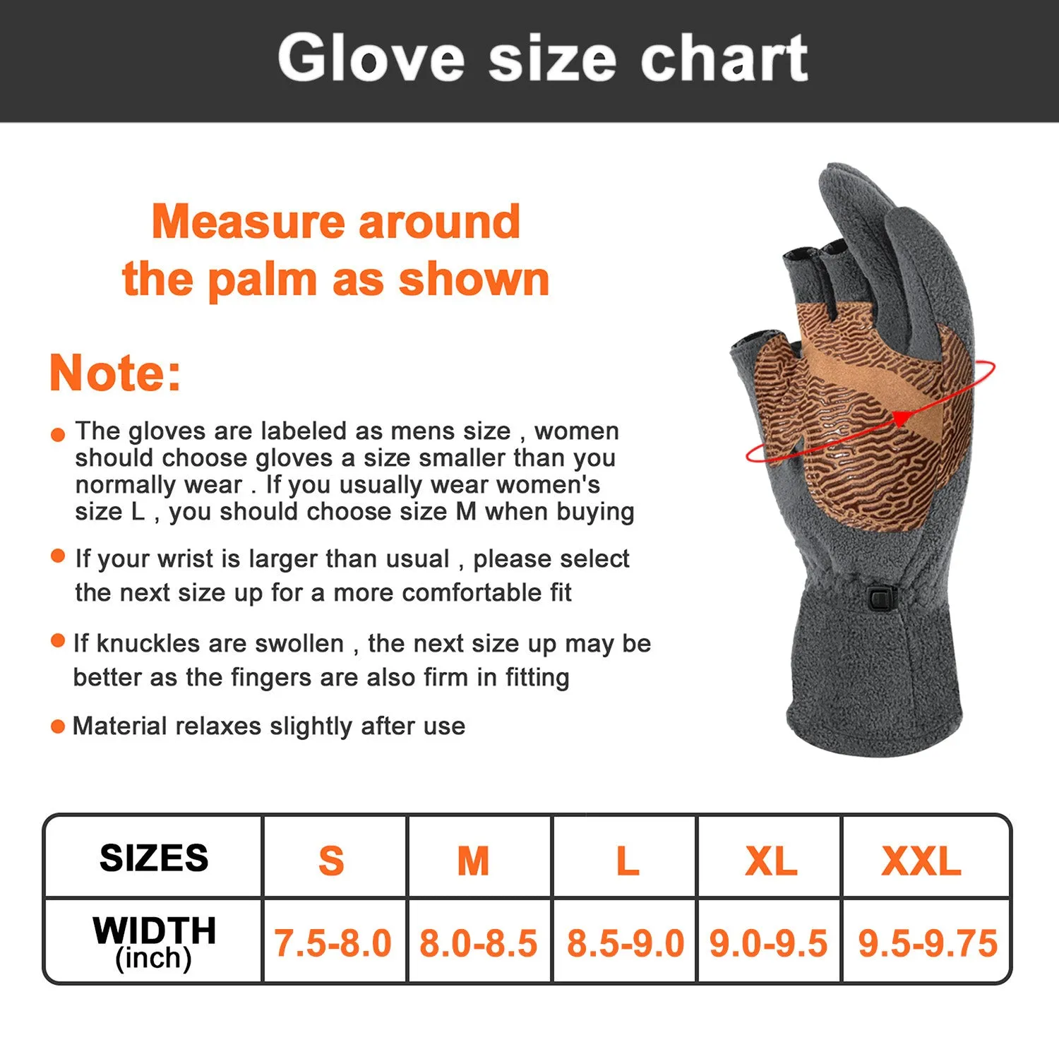 Magnets Convert Fleece Gloves 3 Cut Fingers