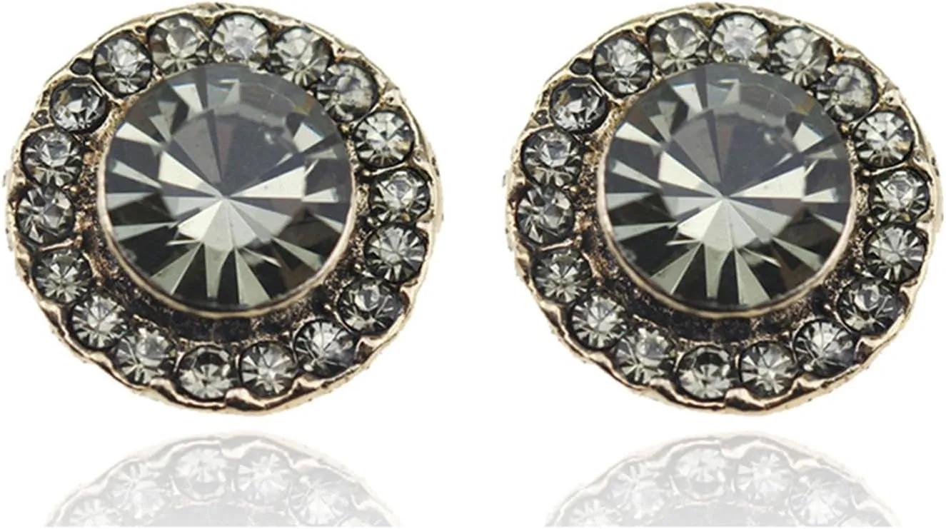 MALOYANVE Crystal Round Earrings Exquisite Sparkly Small Lightweight Circle Rhinestone Cubic Zirconia Stud Earrings Wedding Jewelry Gifts for Women