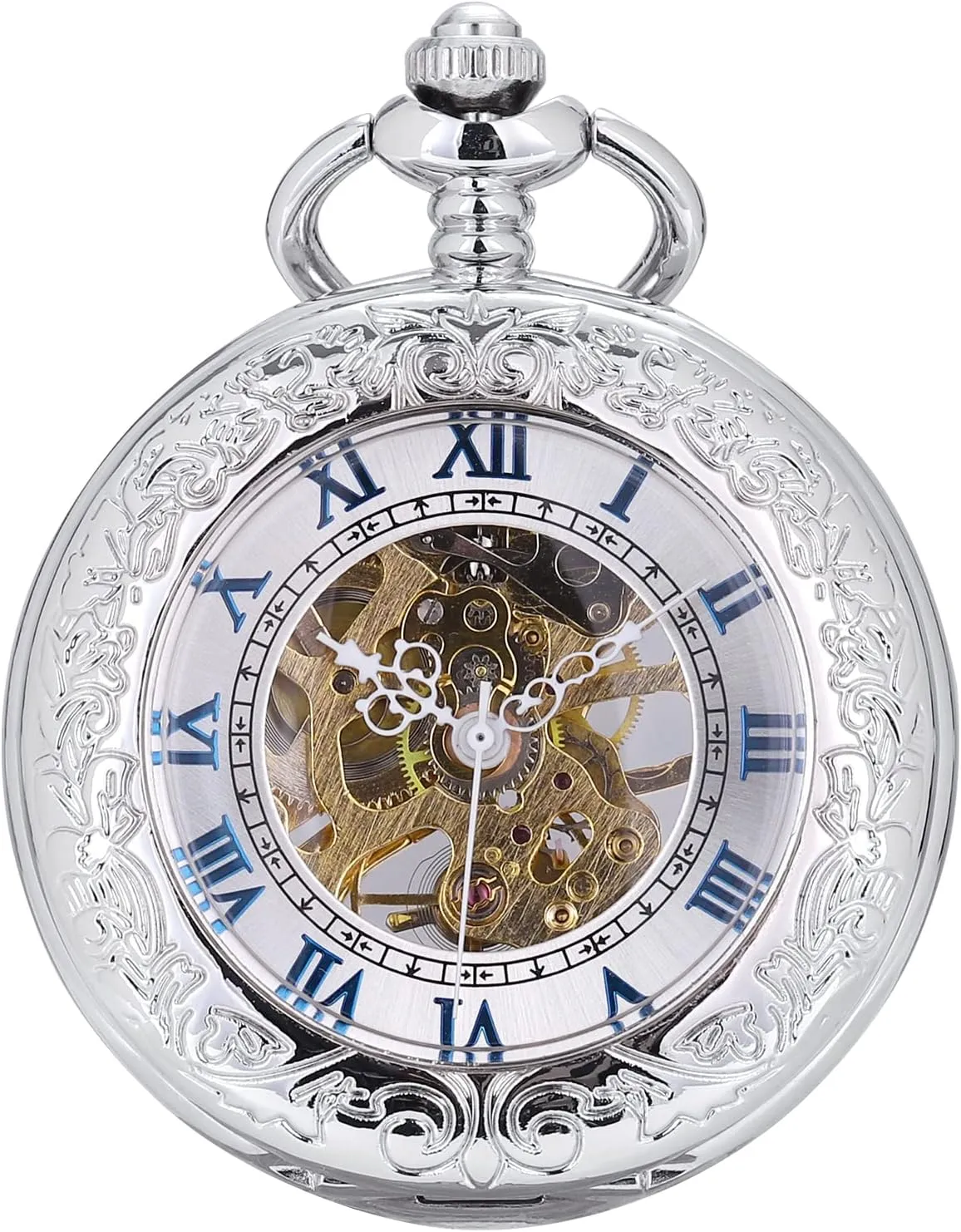 ManChDa Mechanical Pocket Watch for Men Vintage Pocket Watch with Chain Skeleton Pocket Watches