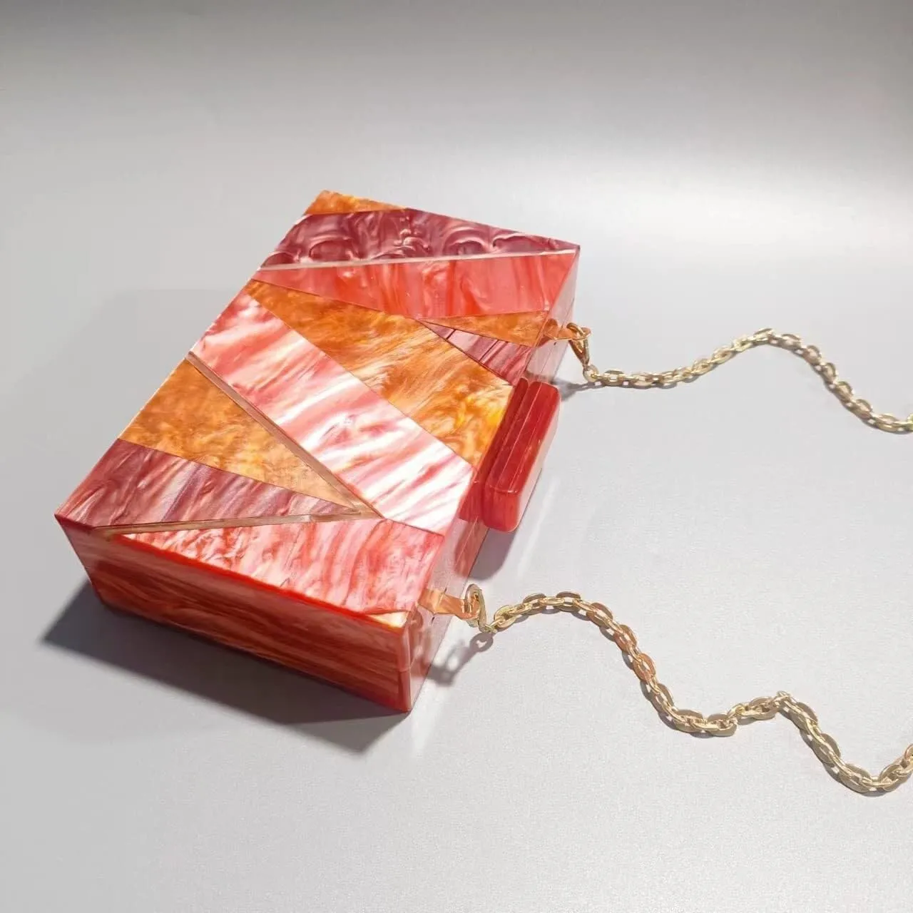 Marbling Box Crossbody Handbag Prom Party Wedding for Lady Women's Acrylic Evening Square Shoulder Clutch Purse