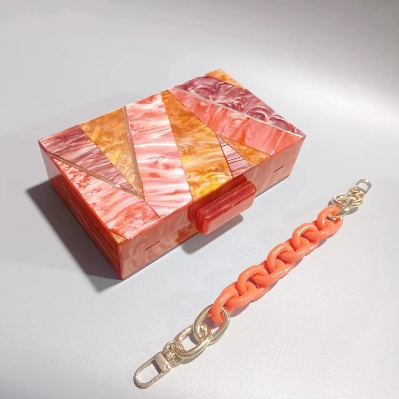 Marbling Box Crossbody Handbag Prom Party Wedding for Lady Women's Acrylic Evening Square Shoulder Clutch Purse