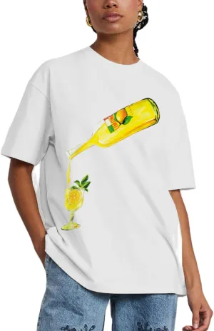 Meiweileya Womens Oversized Cute Graphic Y2k Tees Fruit Print Tee Letter Aesthetic Tee