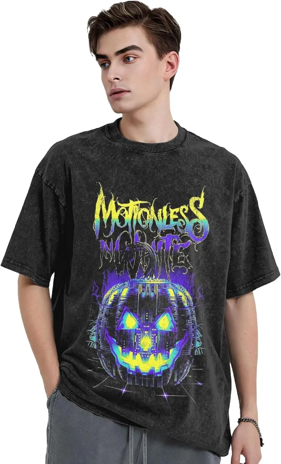 Men Vintage Oversized Drop Shoulder Fashion T Shirt Loose Wash Solid Tees Tops