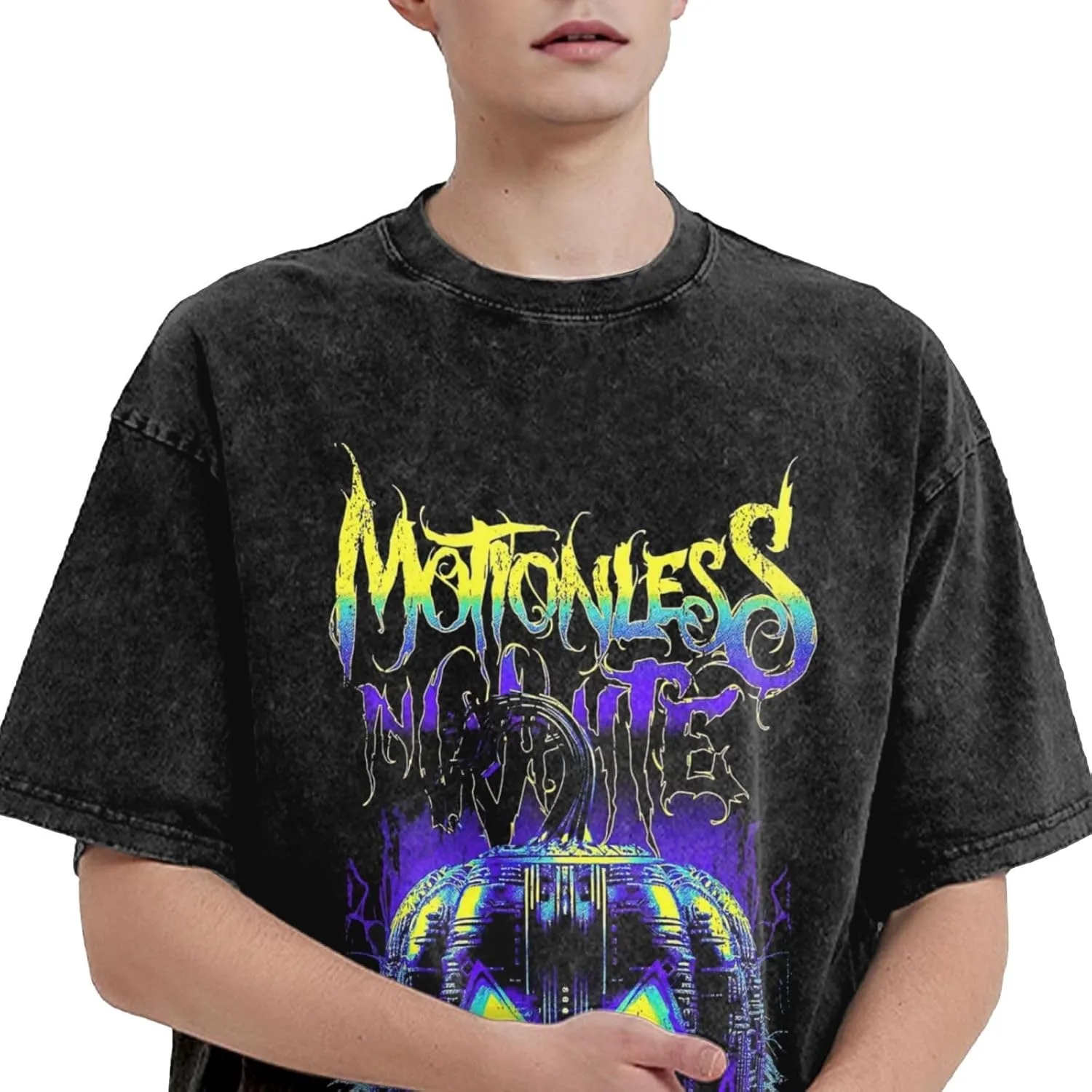 Men Vintage Oversized Drop Shoulder Fashion T Shirt Loose Wash Solid Tees Tops
