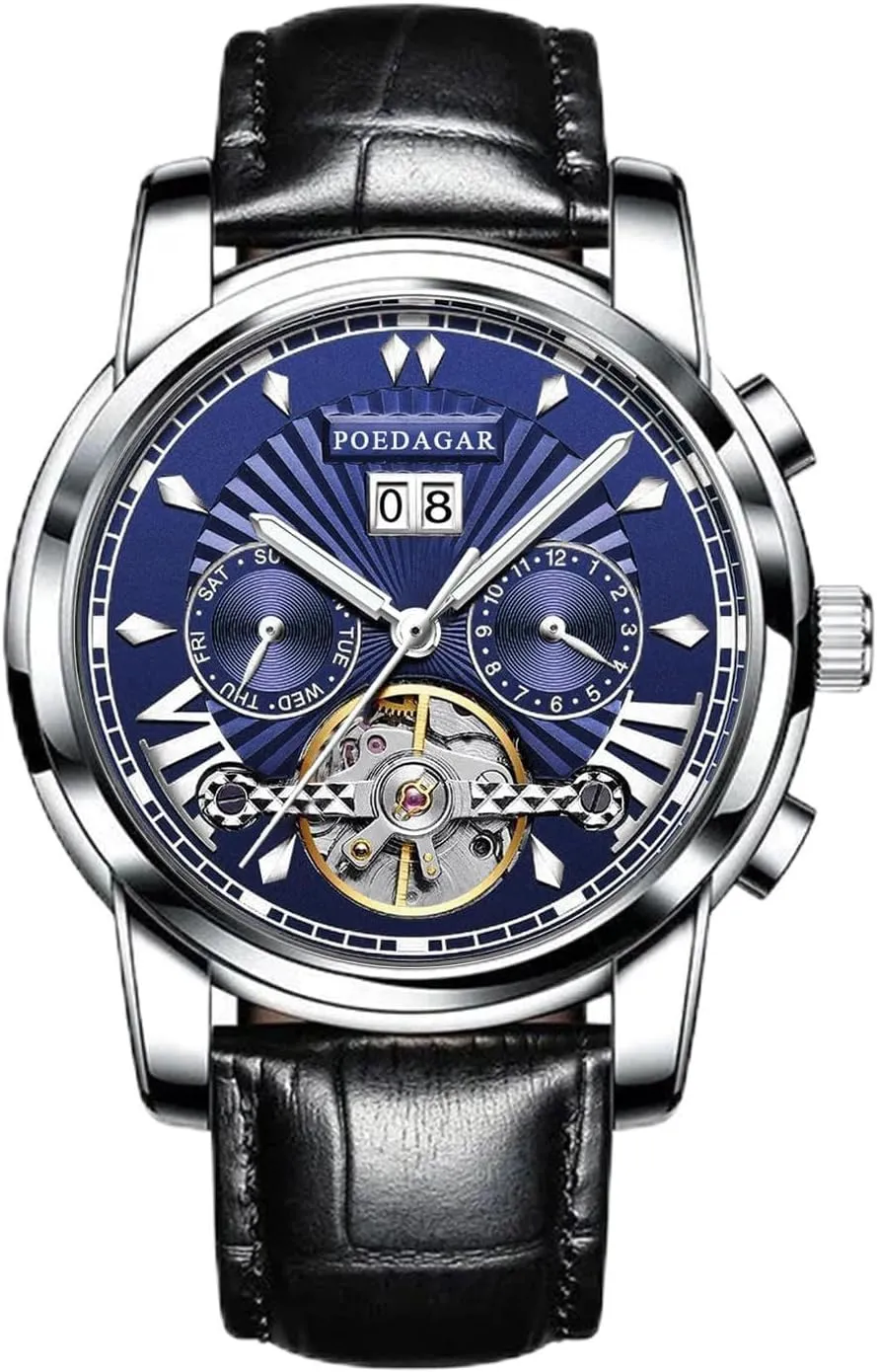 Men Watch Luxury Automatic Mechanical Watches with Date Waterproof Luminous Business Stainless Steel Business Dress Men's Wristwatch