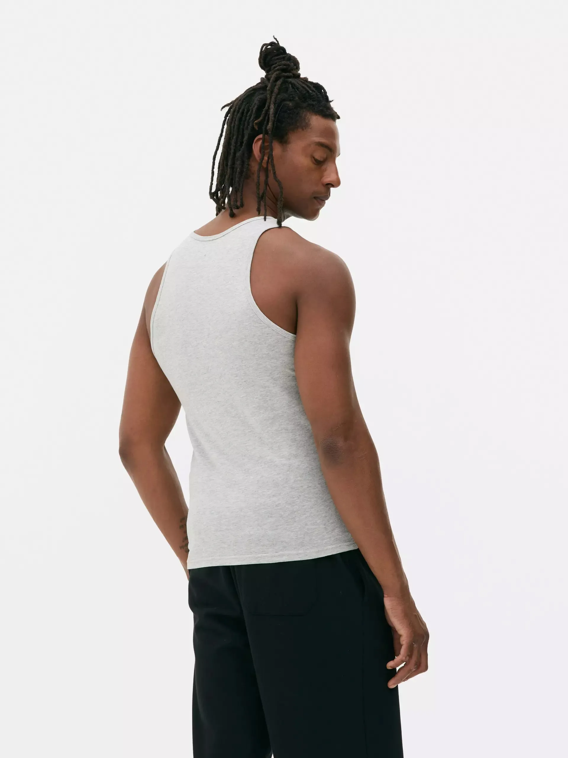 Mens 3-Pack Sleeveless Vests Cotton Grey Tank Top