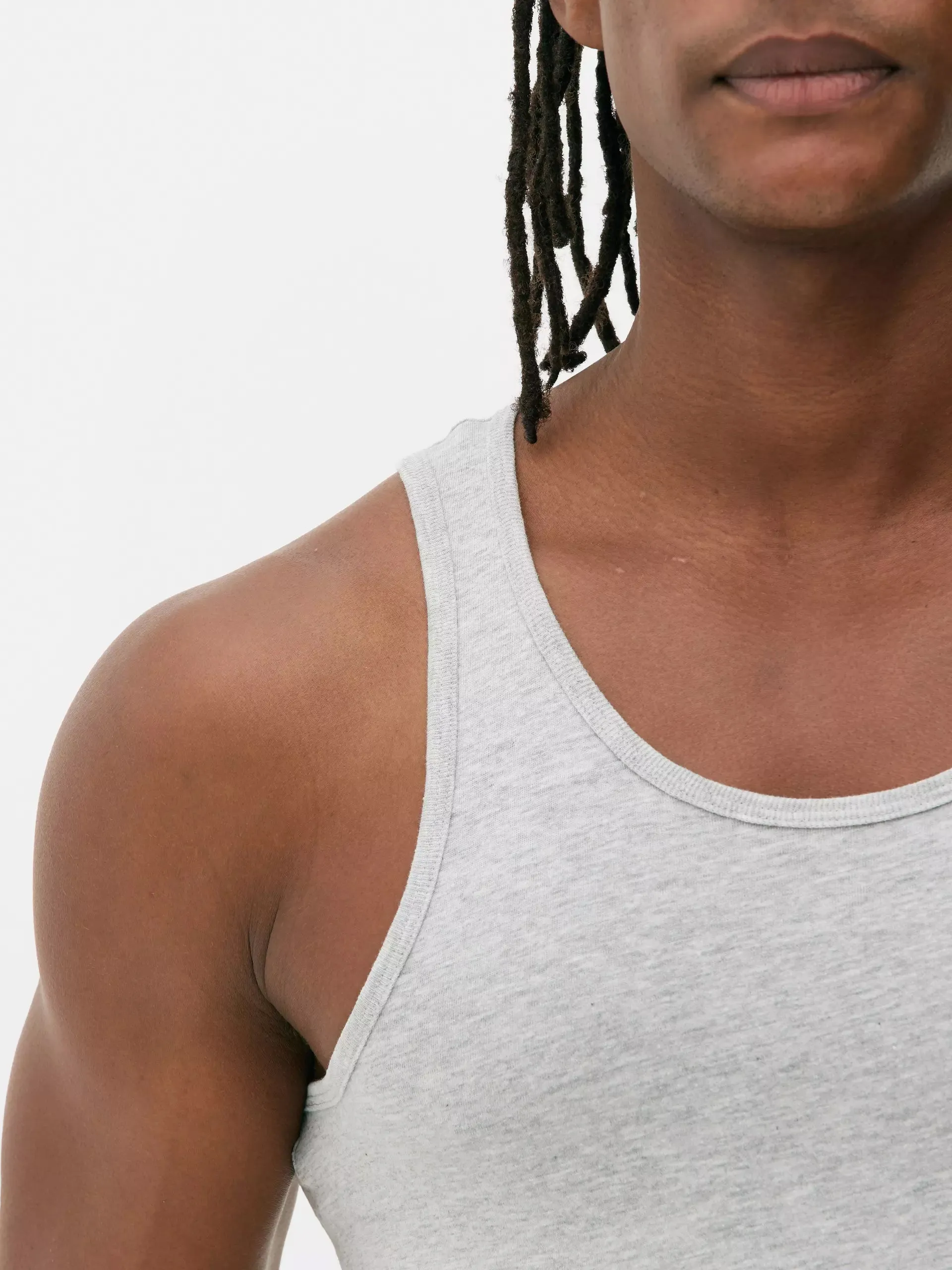 Mens 3-Pack Sleeveless Vests Cotton Grey Tank Top