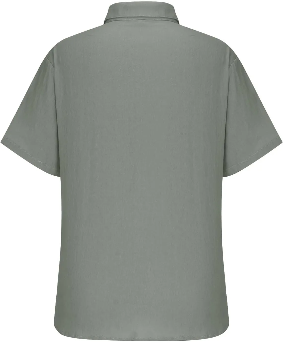 Mens Casual Breathable Short Sleeve Tops Cotton Linen Button Down Lapel Shirts Summer Fashion Solid Lightweight Shirt