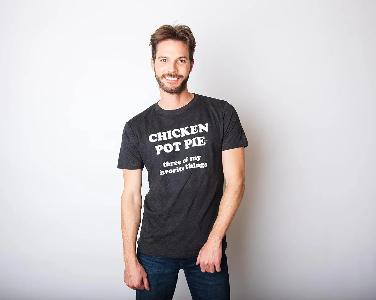 Mens Chicken Pot Pie 3 of My Favorite Things T Shirt Funny Sarcastic Tee