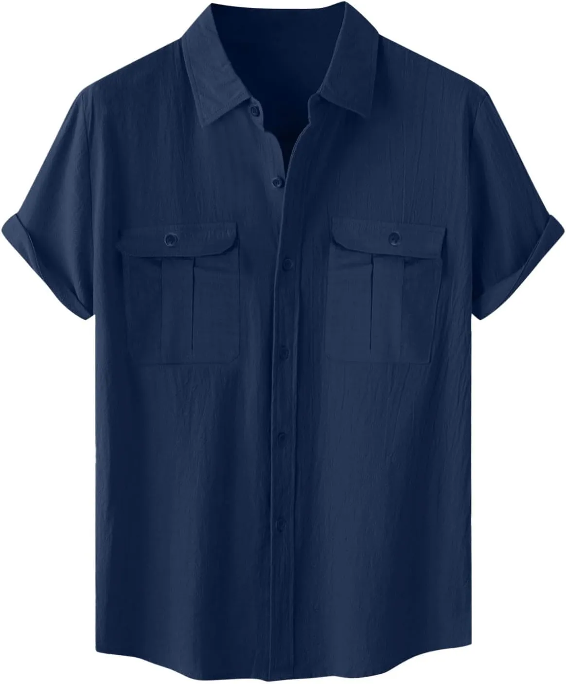 Men's Cotton Linen Short Sleeve Shirts 2025 Summer Tops Button Down Casual Collared Shirts Vacation Beach Outfits