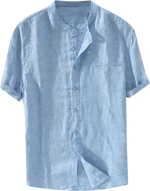 Mens Cotton Linen Short Sleeve Tops Button Down Shirts Casual Stylish Loose Fit Beach Shirt Vacation Hawaiian Outfits
