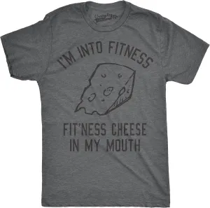 Mens Fitness Cheese in My Mouth T Shirt Funny Queso Tee for Guys