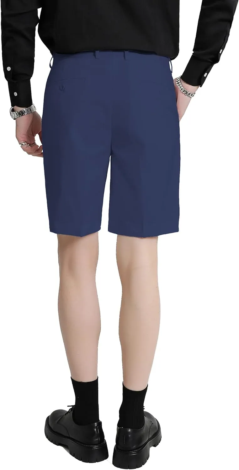 Men's Flat Front Pleat Dress Shorts for Golf, Casual and Formal Wear 9" Inseam (Order One Size Up)