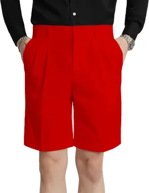 Men's Flat Front Pleat Dress Shorts for Golf, Casual and Formal Wear 9" Inseam (Order One Size Up)
