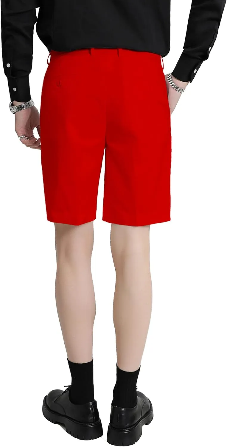 Men's Flat Front Pleat Dress Shorts for Golf, Casual and Formal Wear 9" Inseam (Order One Size Up)