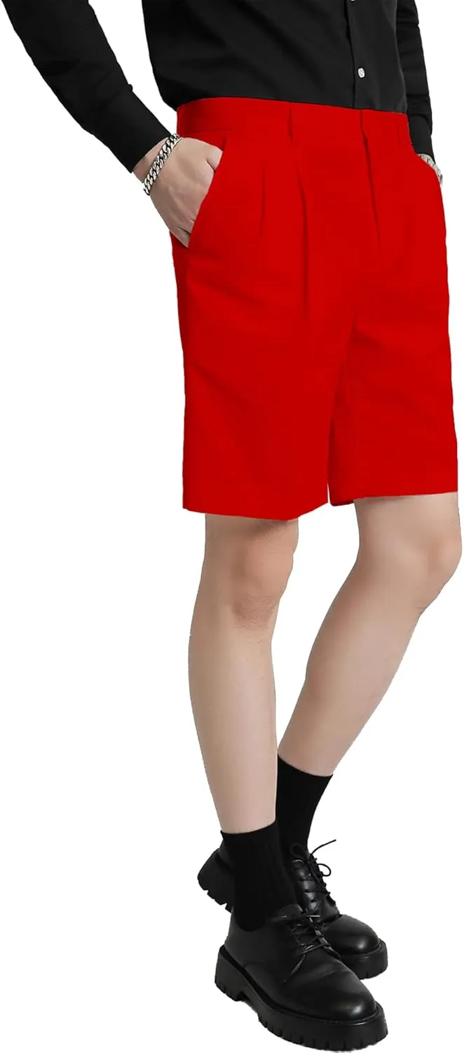 Men's Flat Front Pleat Dress Shorts for Golf, Casual and Formal Wear 9" Inseam (Order One Size Up)