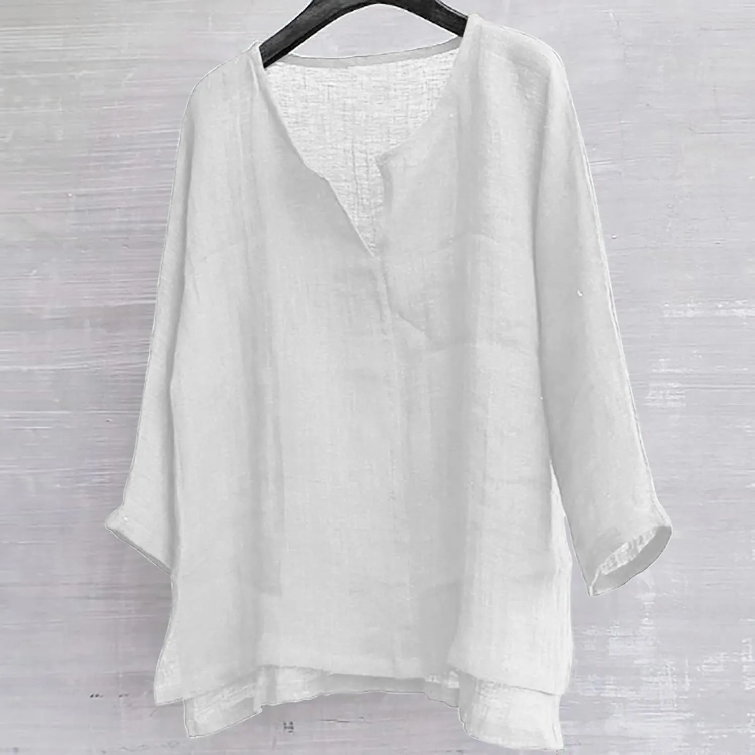 Mens Long Sleeve Henley Shirt Cotton Linen Beach Yoga Loose Fit T Shirts Summer Casual V Neck Hippie Baggy Tunic Tops Tees