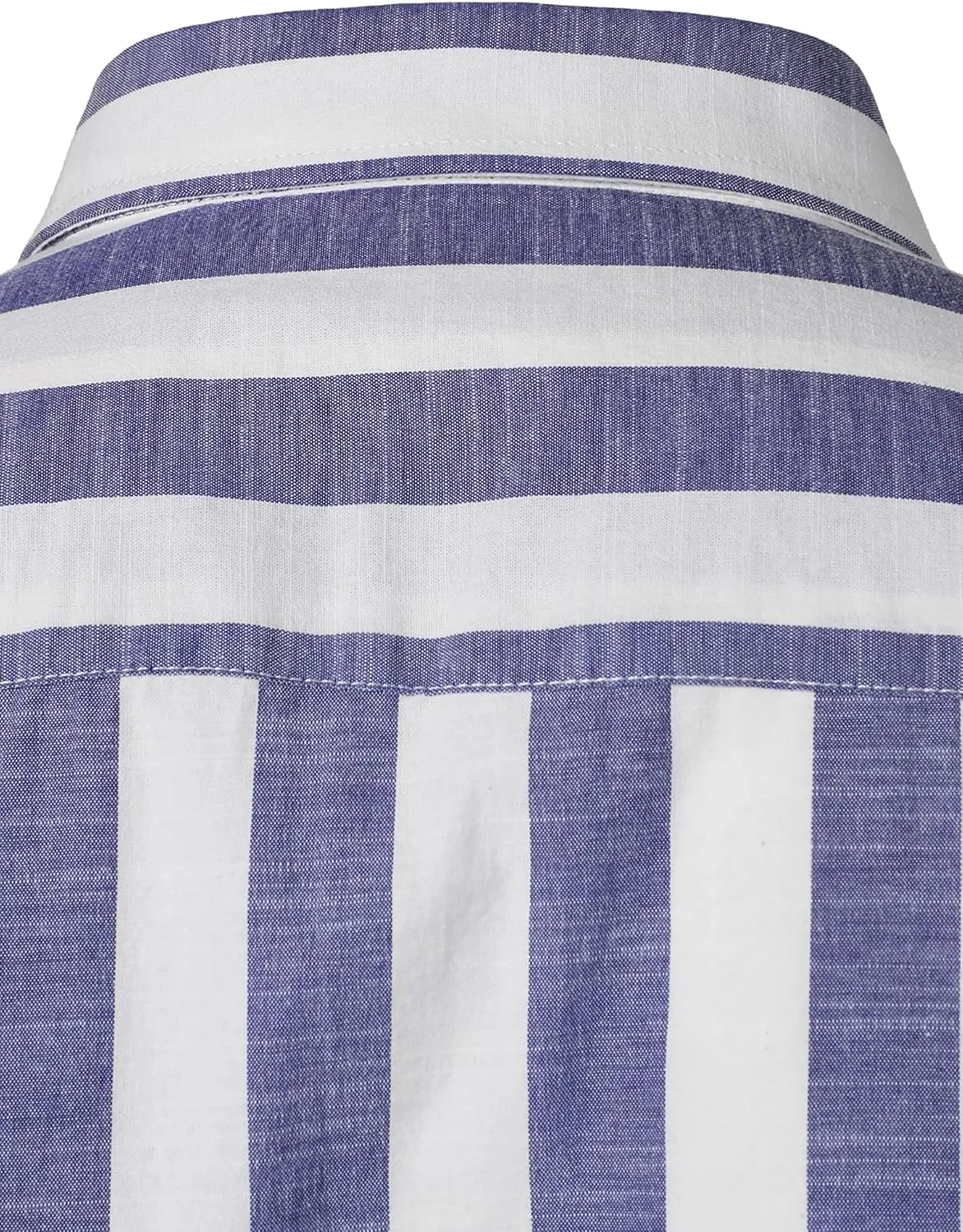 Men's Summer Casual Cotton Linen Striped Shirt Button Down Short Sleeve Shirts