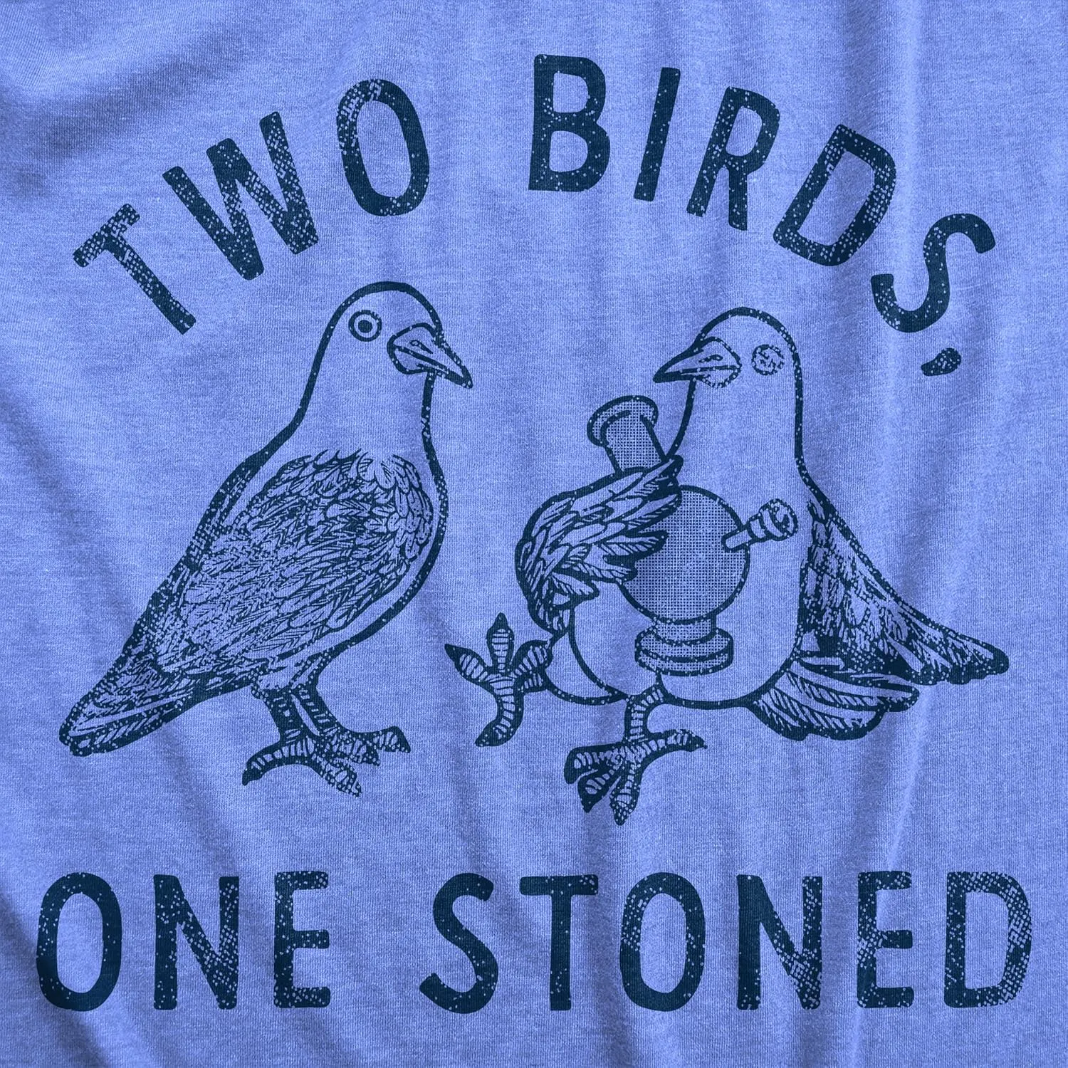 Mens Two Birds One Stoned T Shirt Funny 420 Weed Smoking Pigeon Saying Joke Tee for Guys