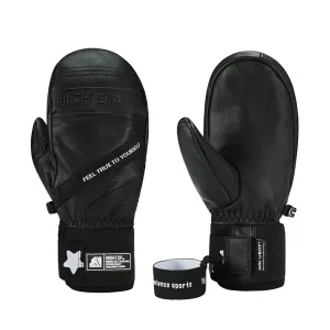 Mens Unisex High Experience Volta Leather Snow Sports Mittens Ski Gloves