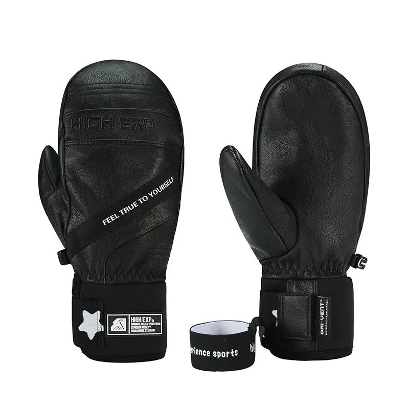 Mens Unisex High Experience Volta Leather Snow Sports Mittens Ski Gloves