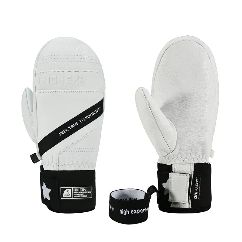 Mens Unisex High Experience Volta Leather Snow Sports Mittens Ski Gloves