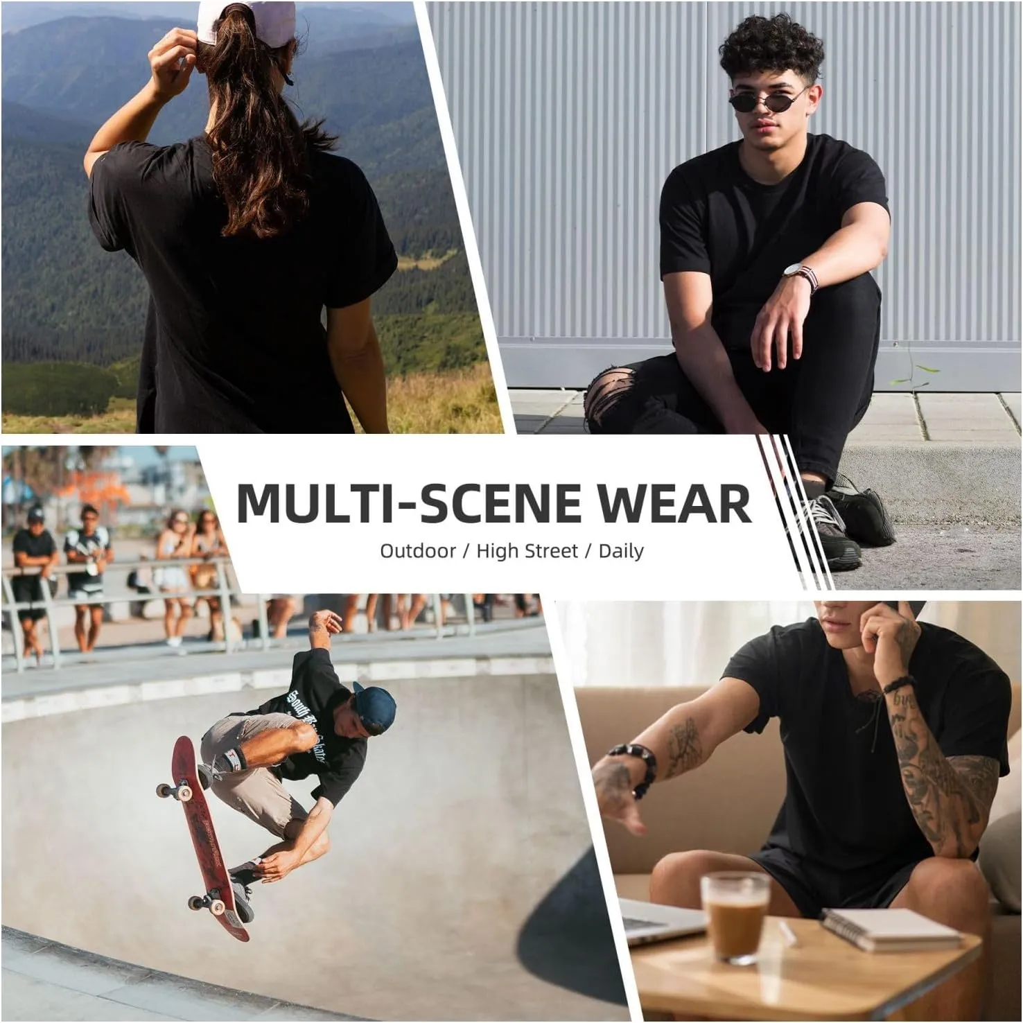 Men's Vintage Oversized Drop Shoulder Fashion T Shirt Loose Wash Solid Tees Tops