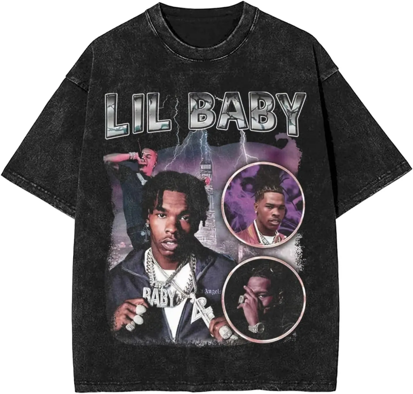 Men's Vintage Oversized Drop Shoulder Fashion T-Shirts Loose Wash Solid Tees Tops