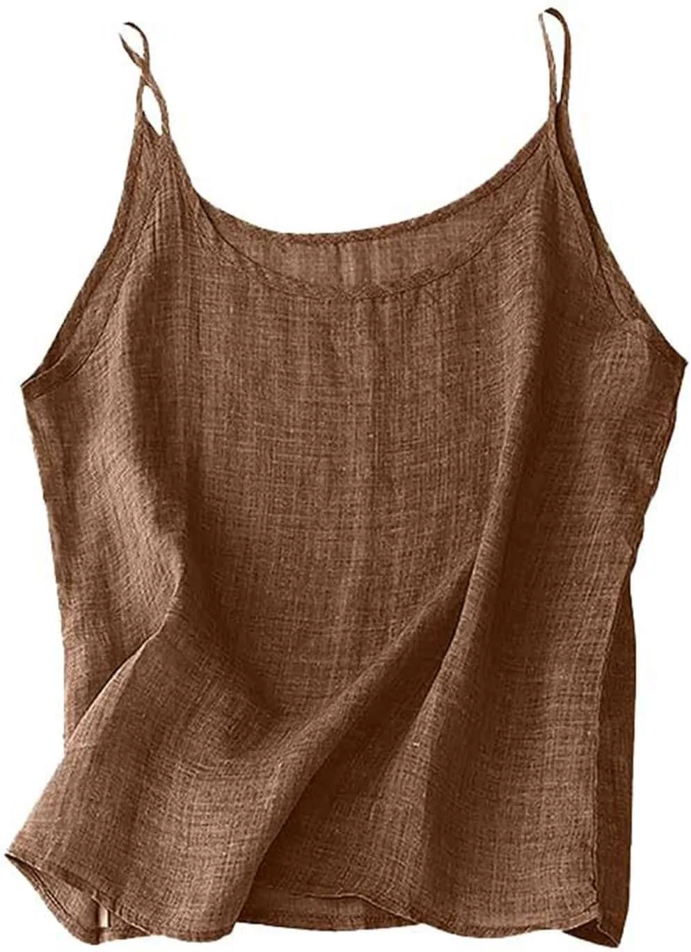 Miyaomn Women's Cotton Linen Tank Tops Spaghetti Strap Causal U Neck Sleeveless Camisole Shirts Lightweight Summer Vest Tees