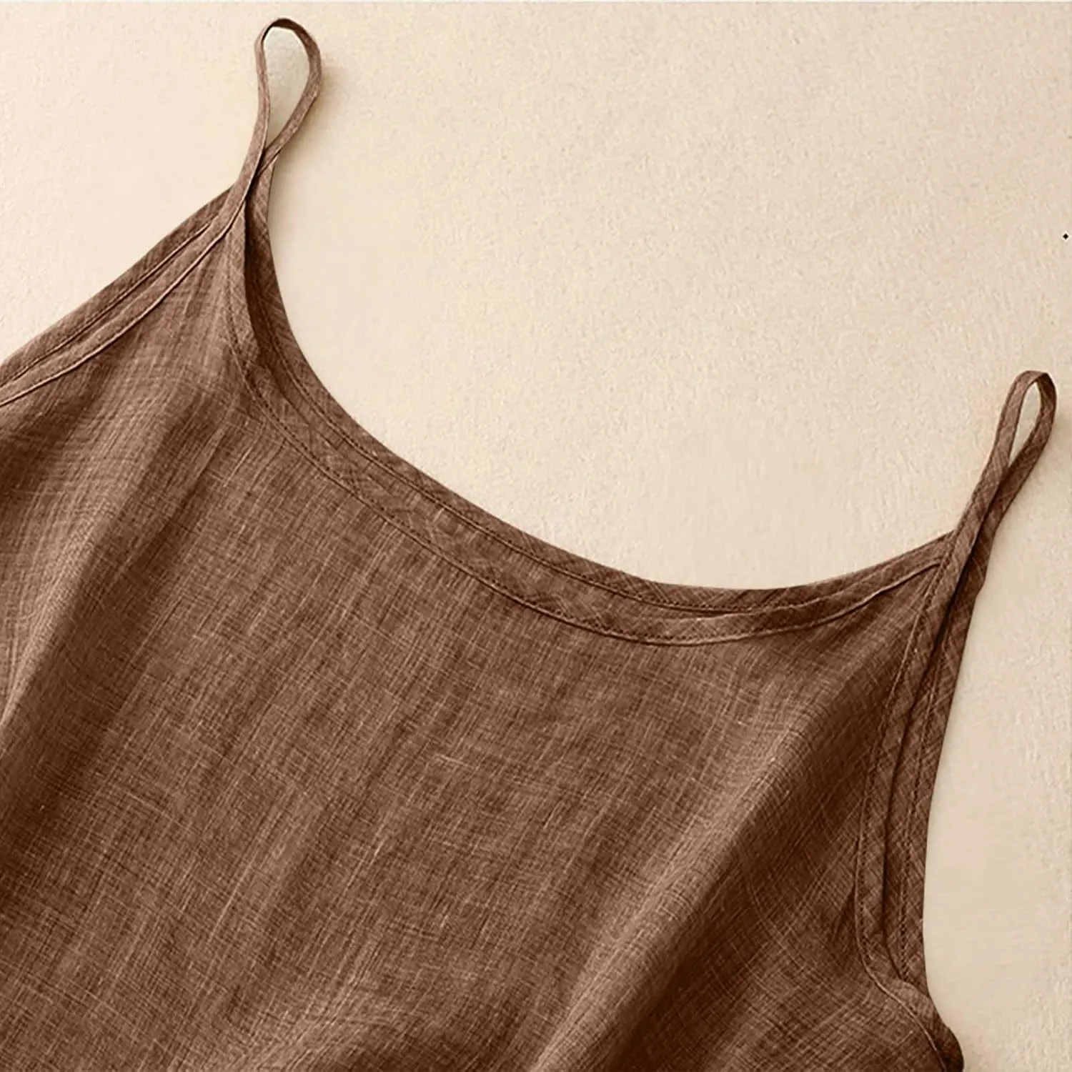 Miyaomn Women's Cotton Linen Tank Tops Spaghetti Strap Causal U Neck Sleeveless Camisole Shirts Lightweight Summer Vest Tees