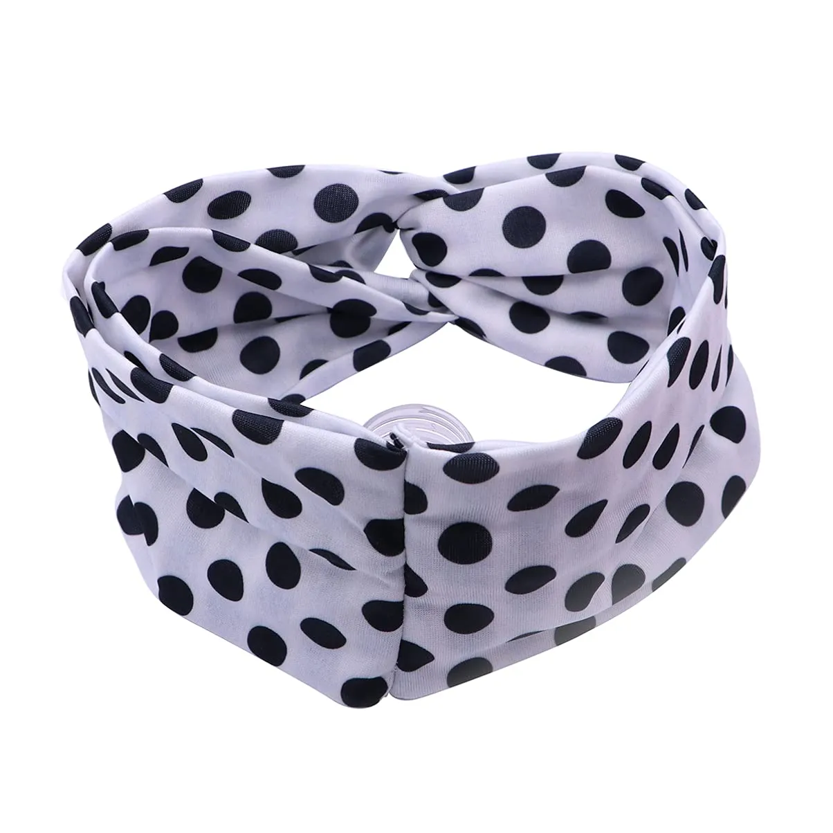 Mobestech Fashionable Wide Headband Dot Head Wrap for Women Cross Elastic Hairband for Facial Cleaning