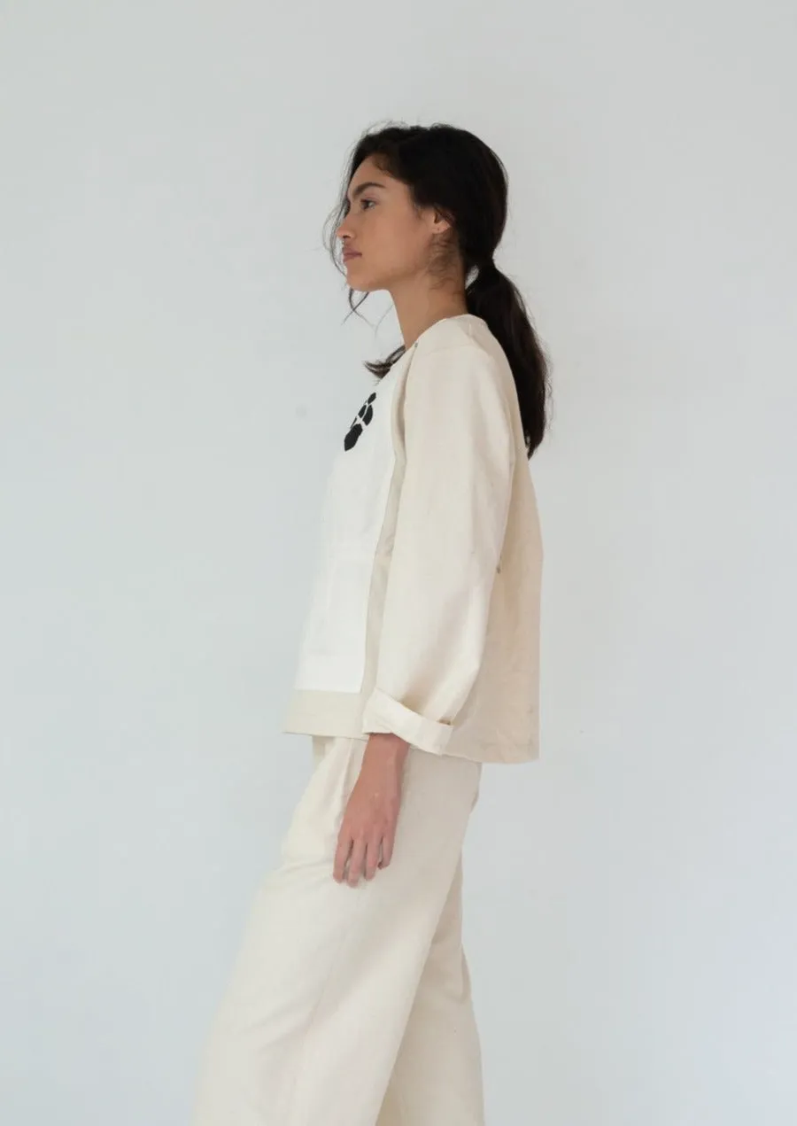 Monica Top - Natural Slub Silk Cotton & Taffeta