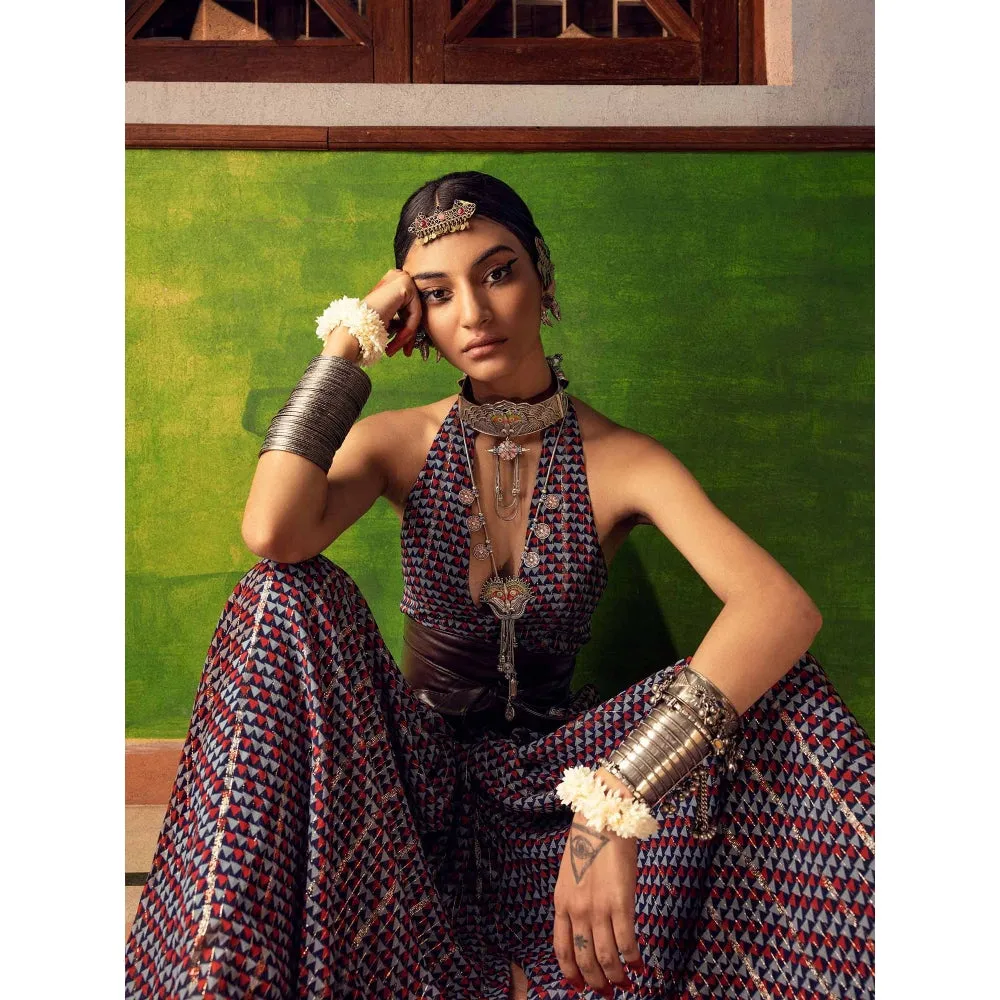 Nadima Saqib Blue Printed Jumpsuit