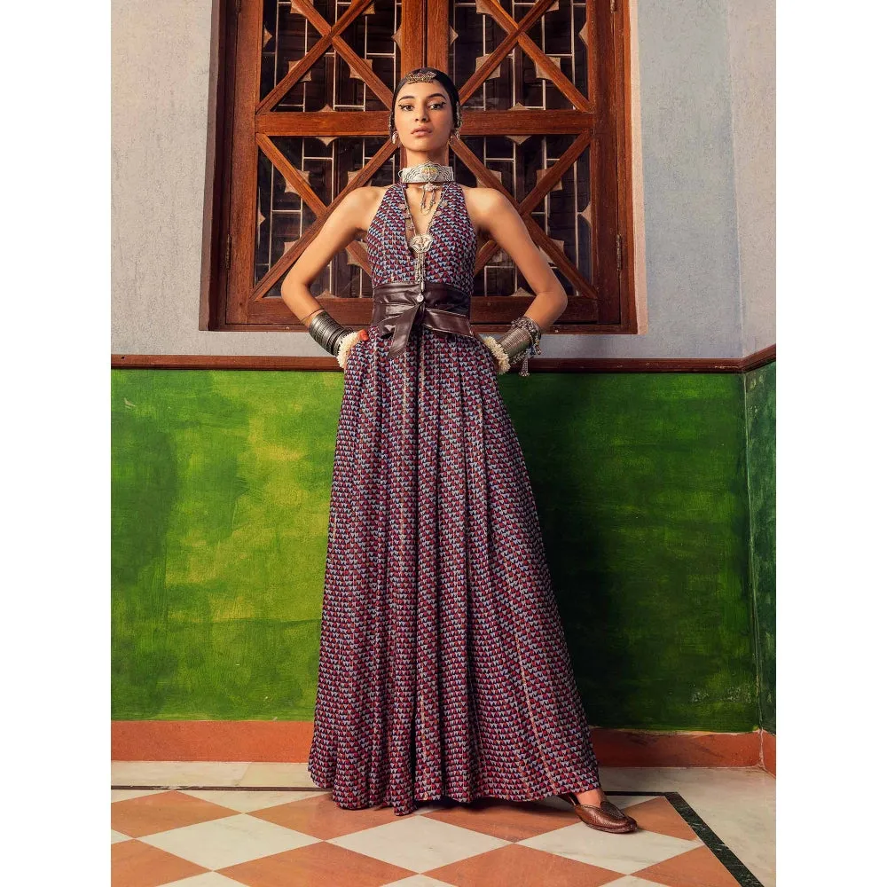 Nadima Saqib Blue Printed Jumpsuit