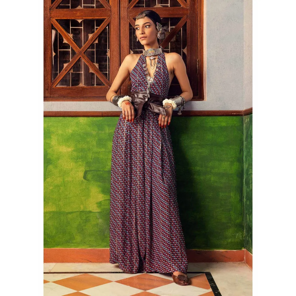 Nadima Saqib Blue Printed Jumpsuit