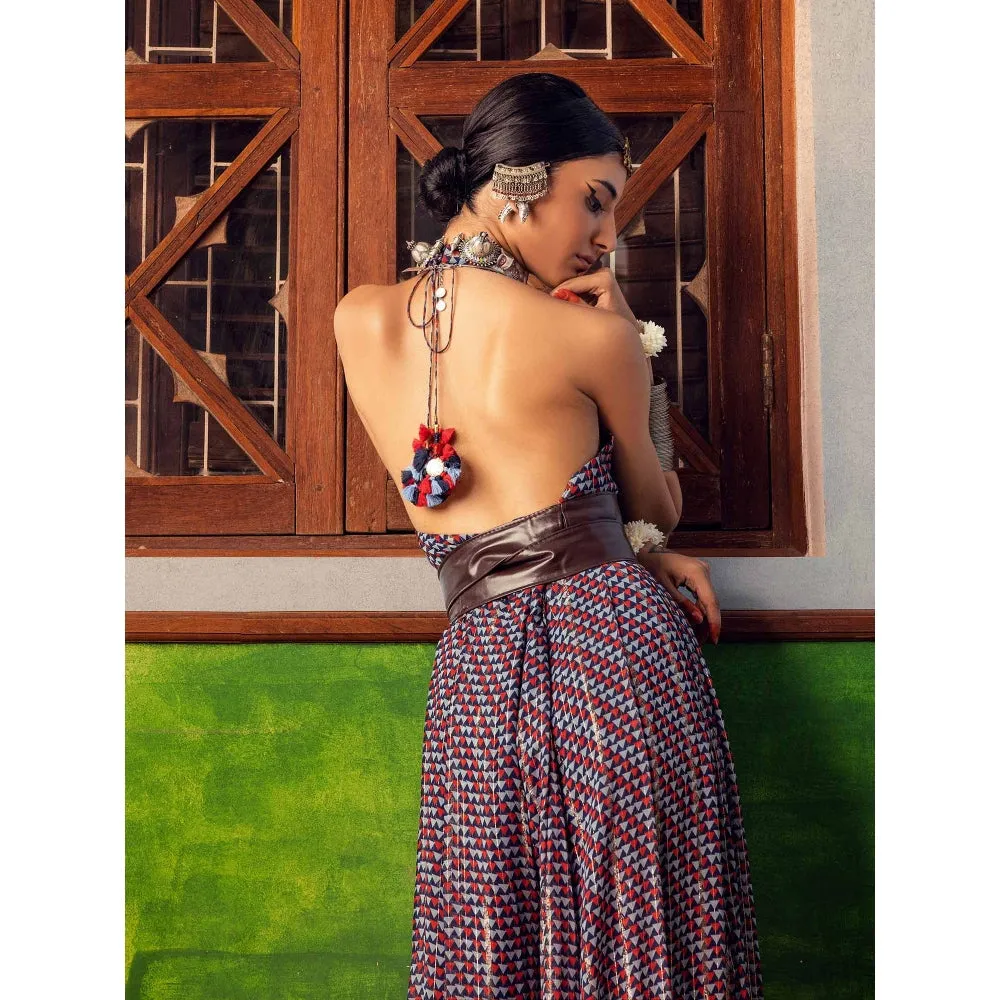 Nadima Saqib Blue Printed Jumpsuit