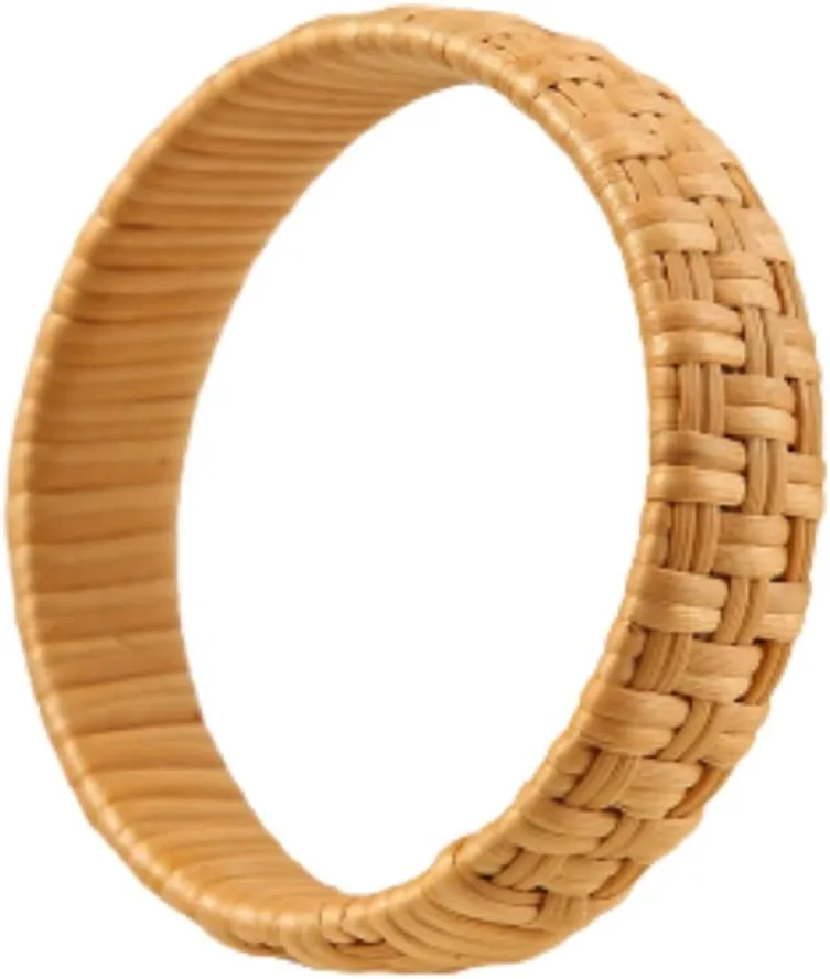 Natural Rattan Bracelet Handmade Lightweight Straw Wicker Braid Woven Bangle Bracelet Ethnic Chunky Bracelet for Women Jewelry