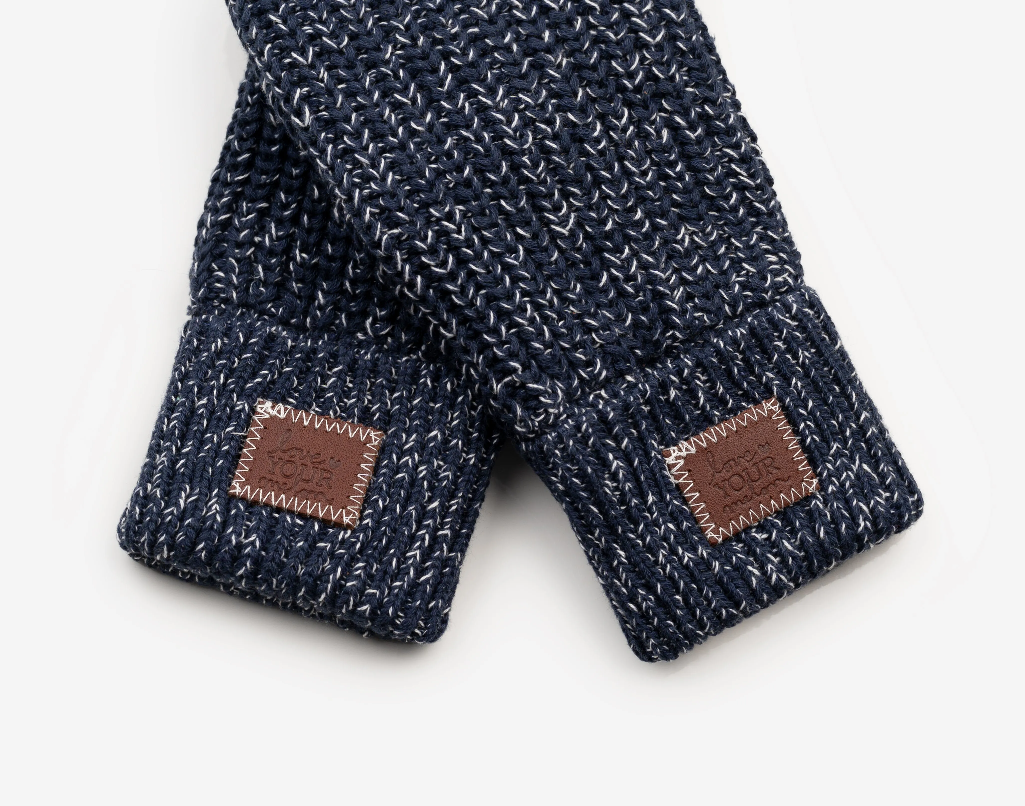 Navy and White Speckled Mittens